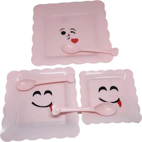 Σετ 3τμχ Ρηχά Πιάτα με Κουτάλι Meng Dan