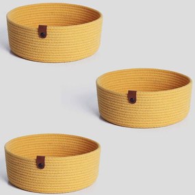 Καλάθια Αποθήκευσης (Σετ 3Τμχ) 171JTR1193 25x25x10cm Yellow Aberto Design Cotton