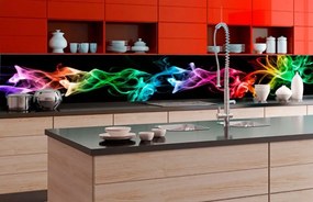Αυτοκόλλητη φωτοταπετσαρία για κουζίνα χρωματιστή καπνό σε μαύρο φόντο - 260x60