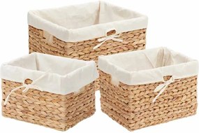 vidaXL Καλάθια Αποθήκευσης 3 pcs Φυσικό Υάκινθος νερού