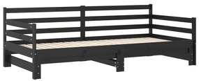 vidaXL Καναπές Κρεβάτι Μαύρος 2 x (90 x 200) εκ. από Μασίφ Ξύλο Πεύκου