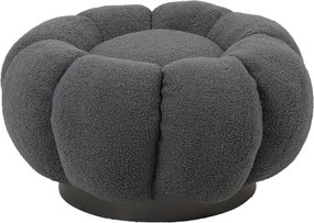 Σκαμπό Nester pakoworld μπουκλέ ύφασμα σε γκρι απόχρωση Φ60x31εκ