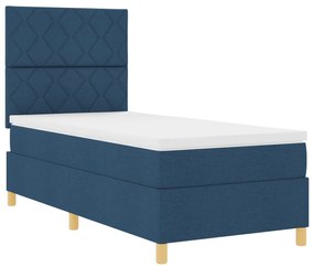 vidaXL Κρεβάτι με Στρώμα & LED Μπλε 90x200 εκ. Υφάσματος