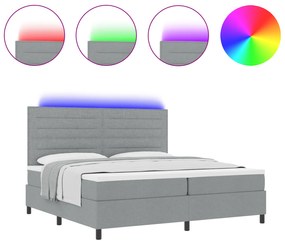 vidaXL κρεβάτι με ελατήρια και στρώμα & LED φωτισμός γκρι 200 x 200 εκ. υφασμάτινο