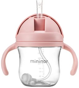 Mininor εκπαιδευτικό ποτηράκι με καλαμάκι Pink