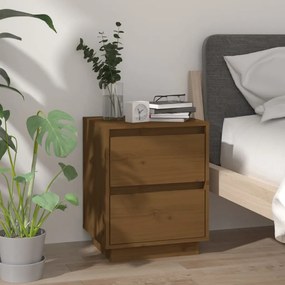 vidaXL Κομοδίνο 2 τεμ. Καφέ Μελί 40 x 35 x 50 εκ από Μασίφ Ξύλο Πεύκου