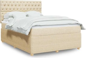 vidaXL Κρεβάτι Boxspring με Στρώμα Κρεμ 140x200 εκ. Υφασμάτινο