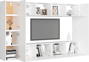 vidaXL Έπιπλα Τηλεόρασης Σετ 8 Τεμαχίων Λευκό από Επεξ. Ξύλο