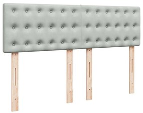 Κρεβάτι Boxspring με Στρώμα Ανοιχτό Γκρι 140x190 εκ. Βελούδινο - Γκρι