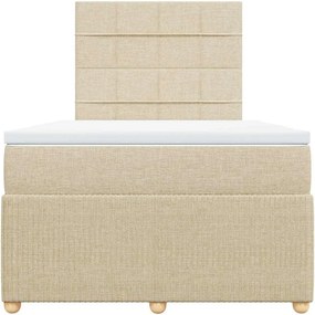 vidaXL Κρεβάτι Boxspring με Στρώμα Κρεμ 120x190 εκ. Υφασμάτινο