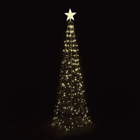 Δέντρο με Αστέρι IP44 Christmas Tree &amp; Star 384 Led Λαμπάκια Σειρά Πράσινο &amp; Θερμό Flash &amp; Σταθερά 22*20*5cm 75*75*230cm 10m Καλώδιο ACA X0838411139