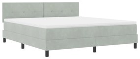 vidaXL Κρεβάτι Box Spring με Στρώμα  Γκρι Ανοιχτό Σούπερ Κάτω από Βελούδο