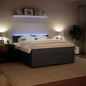 vidaXL Κρεβάτι Boxspring με Στρώμα Σκούρο Γκρι 200x200 εκ. Βελούδινο