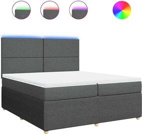 vidaXL Κρεβάτι Boxspring με Στρώμα Σκούρο Γκρι 200x200 εκ. Υφασμάτινο