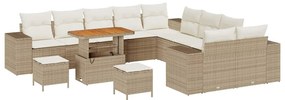 vidaXL Σετ Καναπέ Κήπου Ρυθμιζόμενο ύψος 13 pcs Μπεζ συνθετικό ρατάν