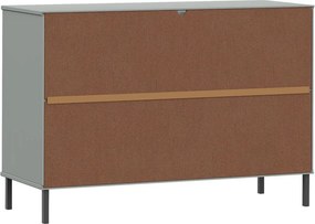 vidaXL Ντουλάπι OSLO Γκρι 113x40x77 εκ. Μασίφ Ξύλο με Μετ. Πόδια
