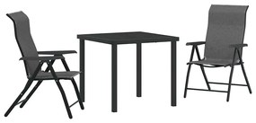 vidaXL Σέτ φαγητού για κήπο Ρυθμιζόμενο ύψος 3 pcs Γκρι Πολυ ράταν