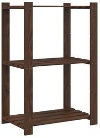 vidaXL Ραφιέρα με 3 Ράφια Καφέ 60 x 38 x 90 εκ. από Μασίφ Ξύλο Πεύκου