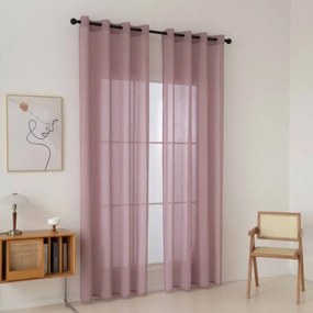 Beauty Home Κουρτίνα γάζα μονόχρωμη με 8 μεταλλικούς κρίκους Fit Art 8447 140x270 Ροζ