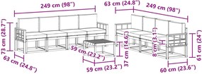 vidaXL Σειρά Καναπέ Εξωτερικού με μαξιλάρι 9 pcs Λευκό και Κρεμ