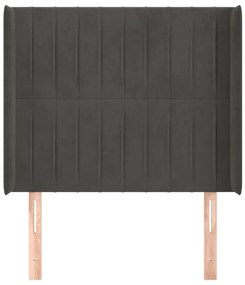 vidaXL Κεφαλάρι με Πτερύγια Σκούρο Γκρι 103x16x118/128 εκ.Βελούδινο