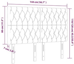 vidaXL Κεφαλάρι Κρεβατιού LED Ανοιχτό Γκρι 144x7x118/128 εκ. Βελούδινο