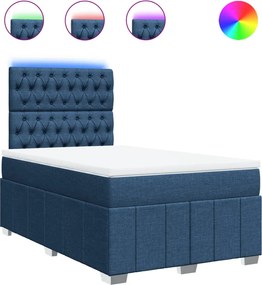 vidaXL Κρεβάτι Boxspring με Στρώμα Μπλε 120x190 εκ. Υφασμάτινο