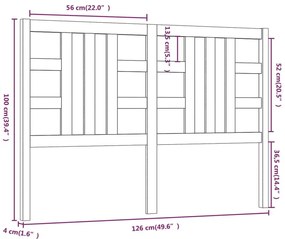 Κεφαλάρι Κρεβατιού 126 x 4 x 100 εκ. από Μασίφ Ξύλο Πεύκου - Καφέ