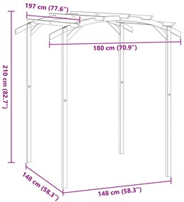 vidaXL Πέργκολα Κήπου 180 x 197 x 210 εκ. από Εμποτισμένο Ξύλο Πεύκου