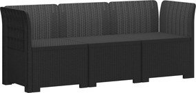 vidaXL Καθιστικό Κήπου 3 Θέσεων Rattan Look PP Ανθρακί