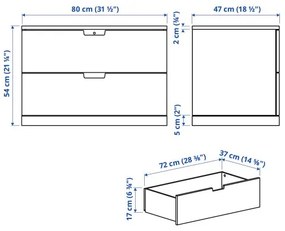 NORDLI συρταριέρα με 2 συρτάρια, 80X54 cm 992.394.94