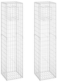 vidaXL Συρματοκιβώτια Στύλοι 2 τεμ. 40 x 40 x 180 εκ. Σιδερένιοι