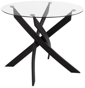 Τραπέζι ArteLibre KATLA Μαύρο/Διάφανο/Χρώμιο Γυαλί/Μέταλλο 90x90x74cm - ART-14320035