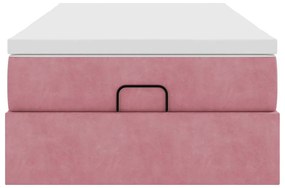 vidaXL Οθωμανικό κρεβάτι με στρώμα ροζ 90x200cm Velvet