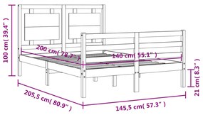 ΠΛΑΙΣΙΟ ΚΡΕΒΑΤΙΟΥ ΜΕ ΚΕΦΑΛΑΡΙ ΛΕΥΚΟ 140X200 ΕΚ. ΜΑΣΙΦ ΞΥΛΟ 3194052