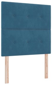 vidaXL κρεβάτι Box Spring με στρώμα & LED σε σκούρο μπλε 90x190 εκ. από βελούδο