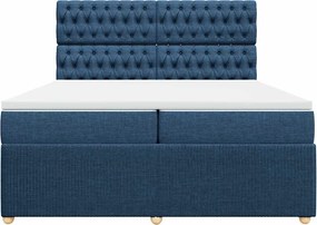 vidaXL Κρεβάτι Boxspring με Στρώμα Μπλε 200x200 εκ. Υφασμάτινο