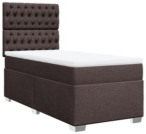 vidaXL Κρεβάτι Boxspring με Στρώμα Σκούρο Καφέ 90x190 εκ. Υφασμάτινο