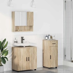 vidaXL Σετ Επίπλων Μπάνιου με πόρτα 3 pcs Sonoma Δρυς 61 x 35 x 64 εκ.