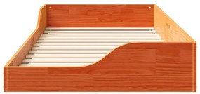 vidaXL Κρεβάτι δαπέδου Καφέ κεριού 90 x 190 cm Μασίφ ξύλο πεύκου