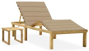 Ξαπλώστρα Κήπου από Εμποτ. Ξύλο Πεύκου με Τραπεζάκι & Μαξιλάρι