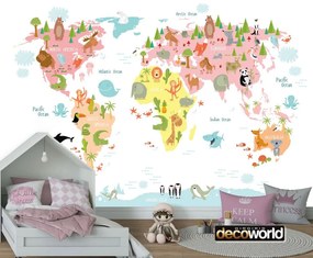 Παιδική ταπετσαρία τοίχου ετοίμων διαστάσεων χάρτης με ζώα 08093Q 100cm x 150cm