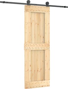 vidaXL Συρόμενη Πόρτα Φυσικό και Μαύρο 70 x 210 cm