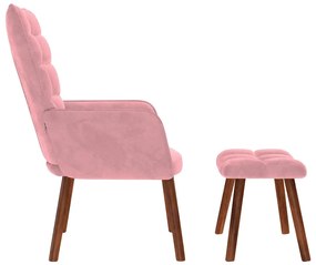vidaXL Πολυθρόνα Relax Ροζ Βελούδινη με Σκαμπό