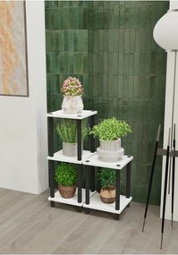 Stewehome πολυώροφος διακοσμητικός σταντ φυτών με ράφια από λευκό σανταλάμ
