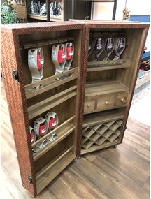 EXTREME INTERIOR DESIGN WOOD WINE RACK SUITCASE LEATHER 99334