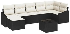 vidaXL Σέτ φαγητού για κήπο με μαξιλάρι 8 pcs Καφέ, Κρέμα
