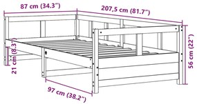 ΚΑΝΑΠΕΣ ΚΡΕΒΑΤΙ ΜΕ ΣΤΡΩΜΑ ΚΑΦΕ 80X200 ΕΚ. ΜΑΣΙΦ ΞΥΛΟ ΠΕΥΚΟΥ 3321049