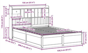 Σκελετός Κρεβ. Χωρίς Στρώμα Λευκό 150x200 εκ Μασίφ Πεύκο - Λευκό