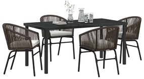 vidaXL Σέτ φαγητού για κήπο 5 pcs Καφέ Πολυ ράταν